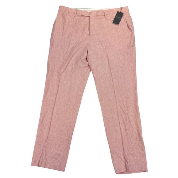 Ted Baker Mens Damaskt Slim Fit Linen Blend Chino Pants Pink 38R - Picture 1 of 4